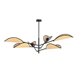 Taklamper Vene 6 Sort/Rattan taklampe - Ø12 cm, E14, 230V, uten lyskilde