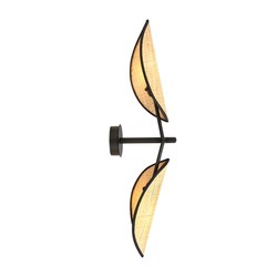 Innendørs vegglampe Vene K2 Sort/Rattan vegglampe - Ø12 cm, E14, 230V, uten lyskilde.