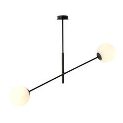 LED pendel Linear 2 Sort/Opal pendellampe - Ø15 cm, E14, 230V, uten lyspære