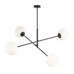 LED pendel Linear 4 Sort/Opal pendellampe - Ø15 cm, E14, 230V, uten lyskilde