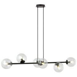 LED pendel Rossi 6 Sort/Transparent pendellampe - Ø14 cm, E14, 230V, uten lyskilde