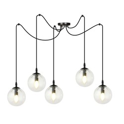 LED pendel Gigi 5 Sort/Transparent pendellampe - Ø14 cm, E14, 230V, uten lyskilde