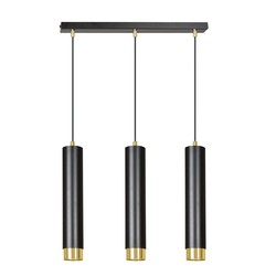 LED pendel Kibo 3 Sort/Gull pendellampe - GU10, 230V, uten lyskilde
