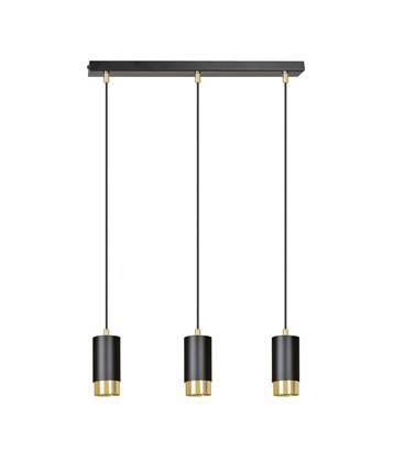 Fumiko 3 Sort/Gull pendellampe - GU10, 230V, uten lyskilde Fumiko 3 Sort/Gull pendellampe - GU10, 230V, uten lyskilde