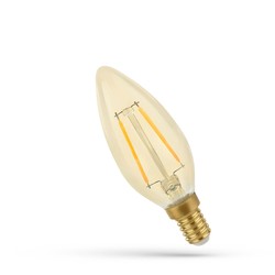 E14 LED Spectrum 5W LED pære - C35, karbon filamenter, rav farget glas, ekstra varm, E14