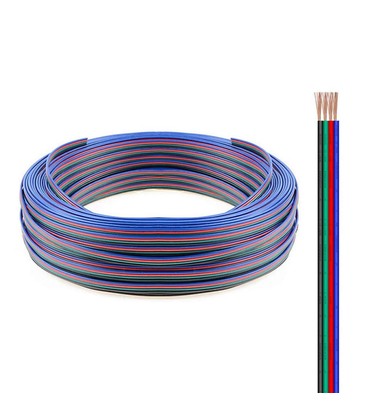 12-24V RGB ledning til LED strips - 4 ledet, 100 meter rulle