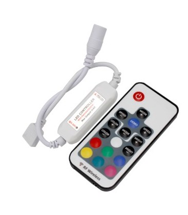 Mini RGB controller inkl. fjernkontroll - 12V (72W), 24V (144W)