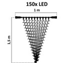 Outlet: 23 Watt LED Lysgardin Lyskæde - 1x1,5 meter, Kold Hvid, 150 Leder