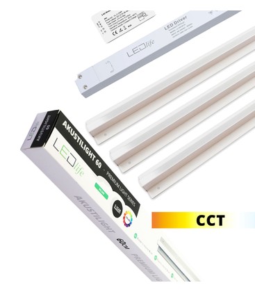 Trebetong/gips LED Zigbee Skinnesett 3x90cm - CCT Innfelt, Akustilight inkl. ledninger og driver