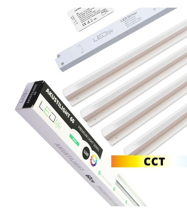 Trebetong/gips LED Zigbee Skinnesett 4x120cm - CCT, Innfelt, Akustilight inkl. ledninger og driver