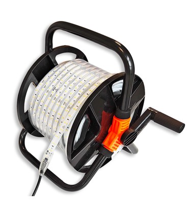 25m Arbeidslys LED strip på trommel - 230V, IP67, 120 LED/m, 9W/m, 1320 lm/m