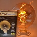 V-Tac 4W LED globepære - Karbon filamenter, Ø9,5 cm, ekstra varm hvit, 2200K, E27