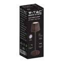 V-Tac oppladbar bordlampe, trådløs - Corten, IP54 utendørs bordlampe, touch dimbar