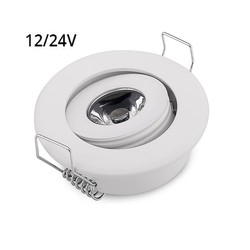 Lavtbyggende downlights 1W downlight hvit - Hull: Ø4,2 cm, Mål: Ø5,2 cm, 2,2 cm høy, dimbar, 12V/24V