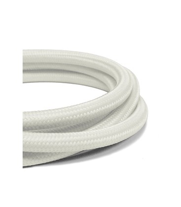 Outlet: Hvit stoff kabel - Metervare, minimum 5 meter, 230V