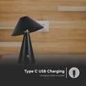 V-Tac oppladbar 3i1 bordlampe - Sort, IP20, touch dimbar