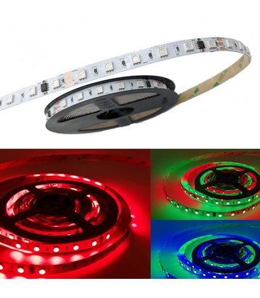 12W/m RGBIC LED strip - 5m, IP20, 60 LED pr. meter, 24V