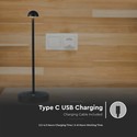 Outlet: V-Tac oppladbar 3i1 bordlampe - Svart, IP20, touch dimbar, modell mini
