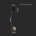 V-Tac 8W LED lampe - Flott taklampe, Ø12, champagne, inkl. oppheng