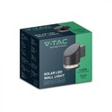 V-Tac 1W Solar vegglampe LED - Svart, rund, IP54