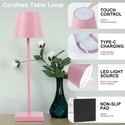 Oppladbar LED bordlampe Innendørs/utendørs - Pink, berøringsdimbar, CCT, IP54 utendørs