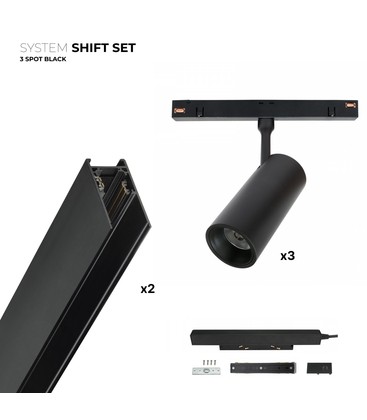 Spectrum SHIFT 3x spot sett - 2 meter komplett + spots, Sort