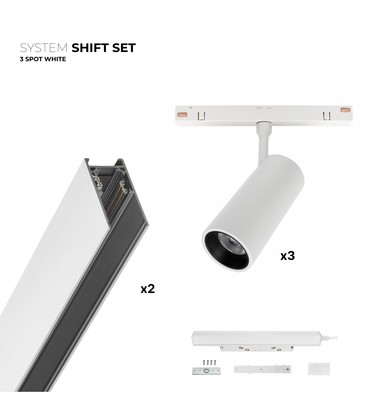 Spectrum SHIFT 3x spot sett - 2 meter komplett + spots, Hvit