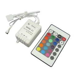 RGB LED strip tilbehør 12V/24V RGB controller med fjernkontroll - 12V (72W), 24V (144W), infrarød