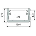 Aluprofil Type A til innendørs IP20 LED strip - 1 meter, grå, velg deksel