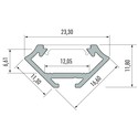 Alu hjørneprofil Type C til innendørs IP20 LED strip - 1 meter, ubehandlet aluminium, velg deksel