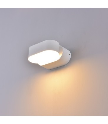 V-Tac 6W LED hvit vegglampe - Oval, roterbar 350 grader, IP65 utendørs, 230V, inkl. lyskilde