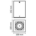 V-Tac taklampe - Firkantet, svart, IP20, GU10 fatning, uten lyskilde