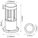 V-Tac 10W LED hage lampe - Svart, 25 cm, IP65, 230V