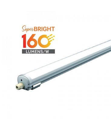 V-Tac vanntett 24W komplett LED armatur - 120 cm, 160 lm/W, gjennomgangskobling, IP65, 230V