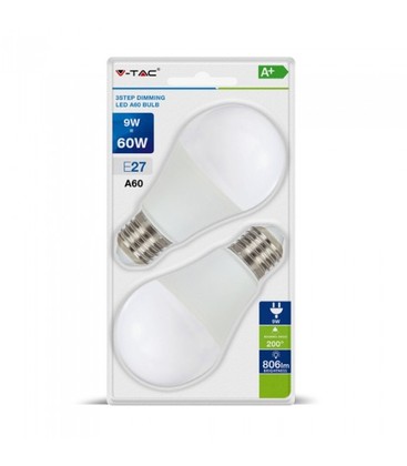 V-Tac 9W LED pære - 3-trinns dimbar, A60, E27