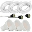 V-Tac 3-pak downlights med 5W lyskilde - Hvit front, komplett med GU10 holder og LED spotter, innendørs