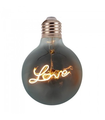 V-Tac 5W LED Love globe pære - Karbon filamenter, Ø12,5 cm, ekstra varm hvit, E27