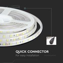 V-Tac 9W/m sprutsikker LED strip - 5m, IP65, 24V, 60 LED per meter