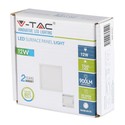 V-Tac 12W LED taklampe - 14 x 14cm, Høyde: 2,4cm, hvit kant, inkl. lyskilde