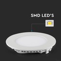 V-Tac 3W LED panel downlight - Hull: Ø7,3 cm, Mål: Ø8,4 cm, 230V