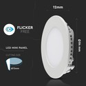 V-Tac 3W LED panel downlight - Hull: Ø7,3 cm, Mål: Ø8,4 cm, 230V