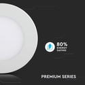 V-Tac 3W LED panel downlight - Hull: Ø7,3 cm, Mål: Ø8,4 cm, 230V