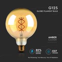 V-Tac 5W LED globe pære - Karbon filamenter, Ø12,5 cm, ekstra varm hvit, E27