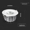 V-Tac 30W LED downlight - Hull: Ø20,7 cm, Mål: Ø22 cm, 230V