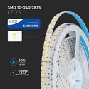 V-Tac 18W/m LED strip RA95 - Samsung LED chips, 10m, 24V, IP20, 240 LED per meter