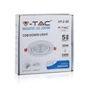 V-Tac 30W LED spotlight - Hull: Ø19,5 cm, Mål: Ø22,5 cm, 3 cm høy, Samsung LED chip, 230V