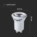 V-Tac mini LED spot - 2W, Ø35 mm, 230V, mini GU10